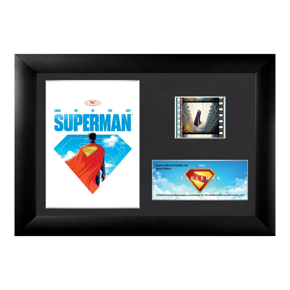 Superman (2025) (Look Up In The Sky) Minicell FilmCells™ Framed Desktop Presentation-Home Movie Decor with Home Theater Mart - Located in Chicago, IL