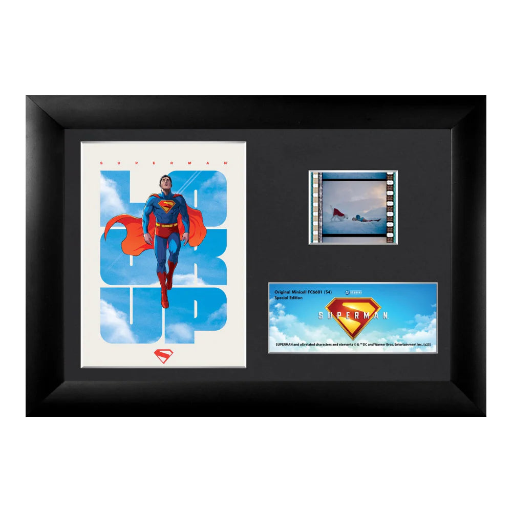 Superman (2025) (Look Up) Minicell FilmCells™ Framed Desktop Presentation-Home Movie Decor with Home Theater Mart - Located in Chicago, IL