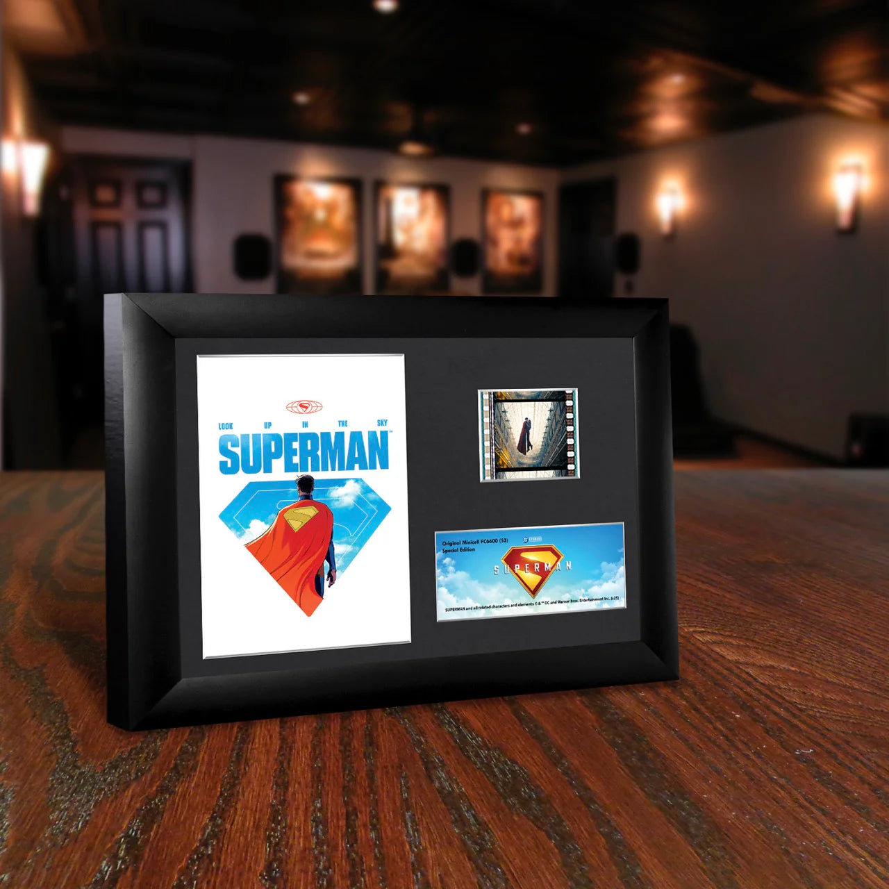 Superman (2025) (Look Up In The Sky) Minicell FilmCells™ Framed Desktop Presentation-Home Movie Decor with Home Theater Mart - Located in Chicago, IL