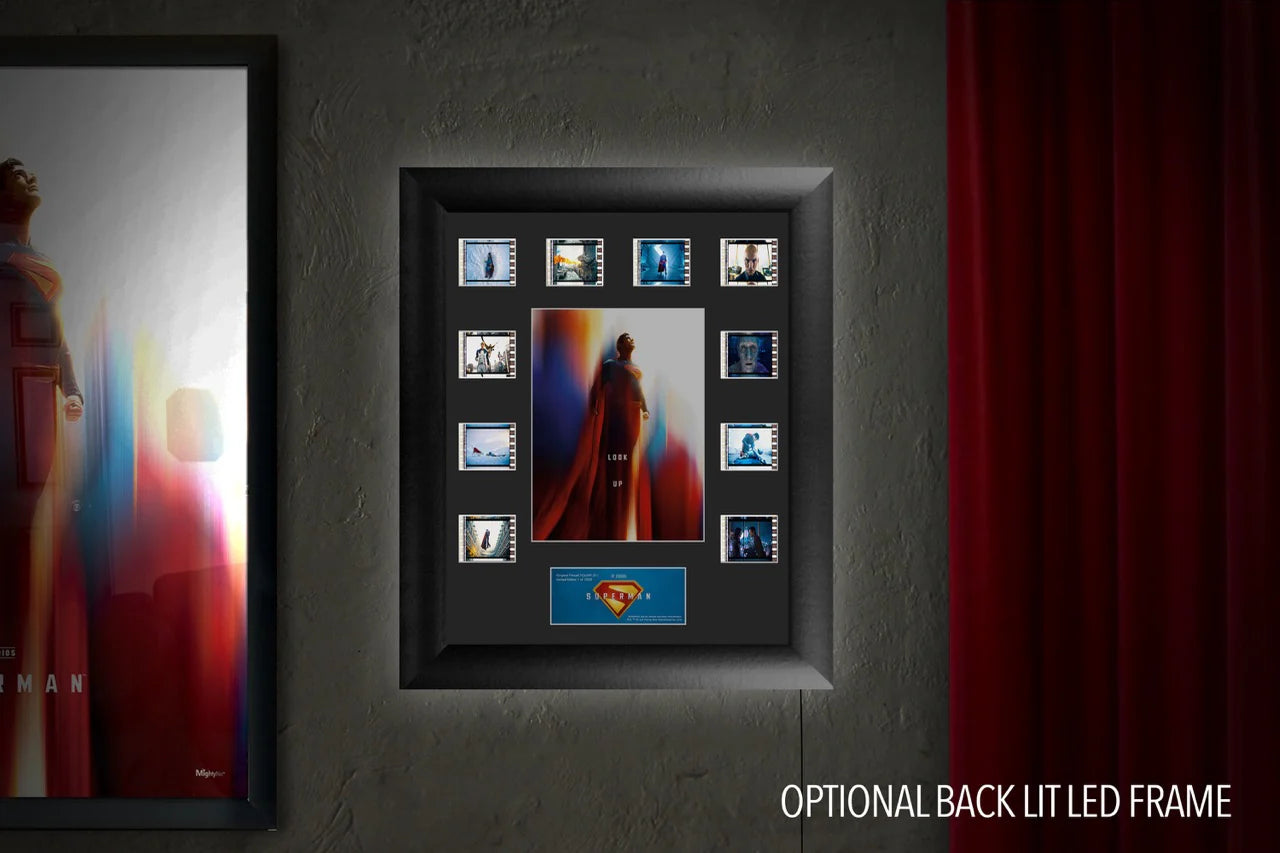 Superman (2025) (Look Up) Mini Montage Framed FilmCells™ Presentation-Home Movie Decor with Home Theater Mart - Located in Chicago, IL
