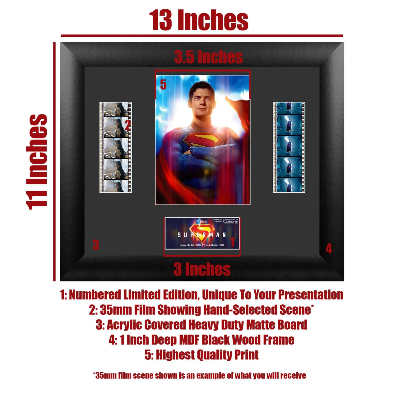 Superman (2025) Fortress Ascension Double FilmCells™ Framed Presentation-Home Movie Decor with Home Theater Mart - Located in Chicago, IL