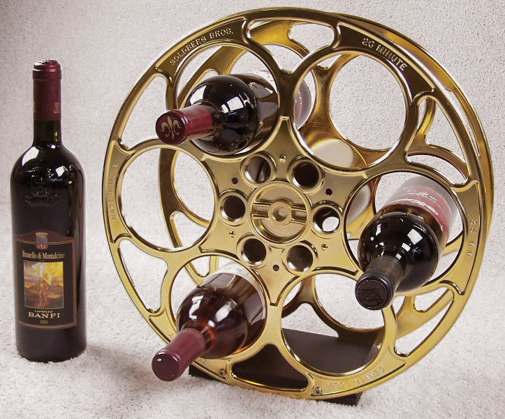24k Gold Plated Film Reel Wine Rack, Home Theater Mart