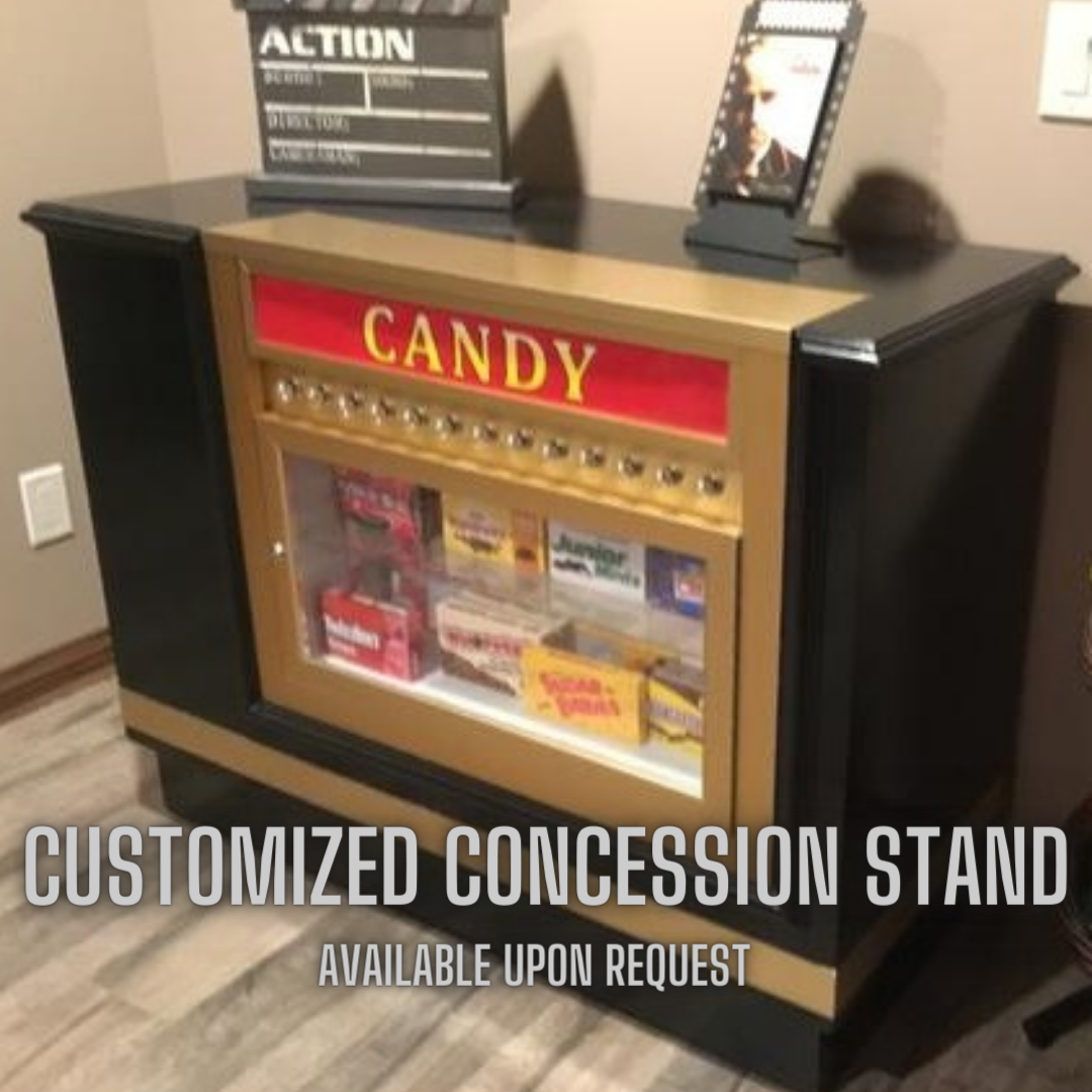Home Theater Concession Stand with Candy Case-Home Movie Decor with Home Theater Mart - Located in Chicago, IL