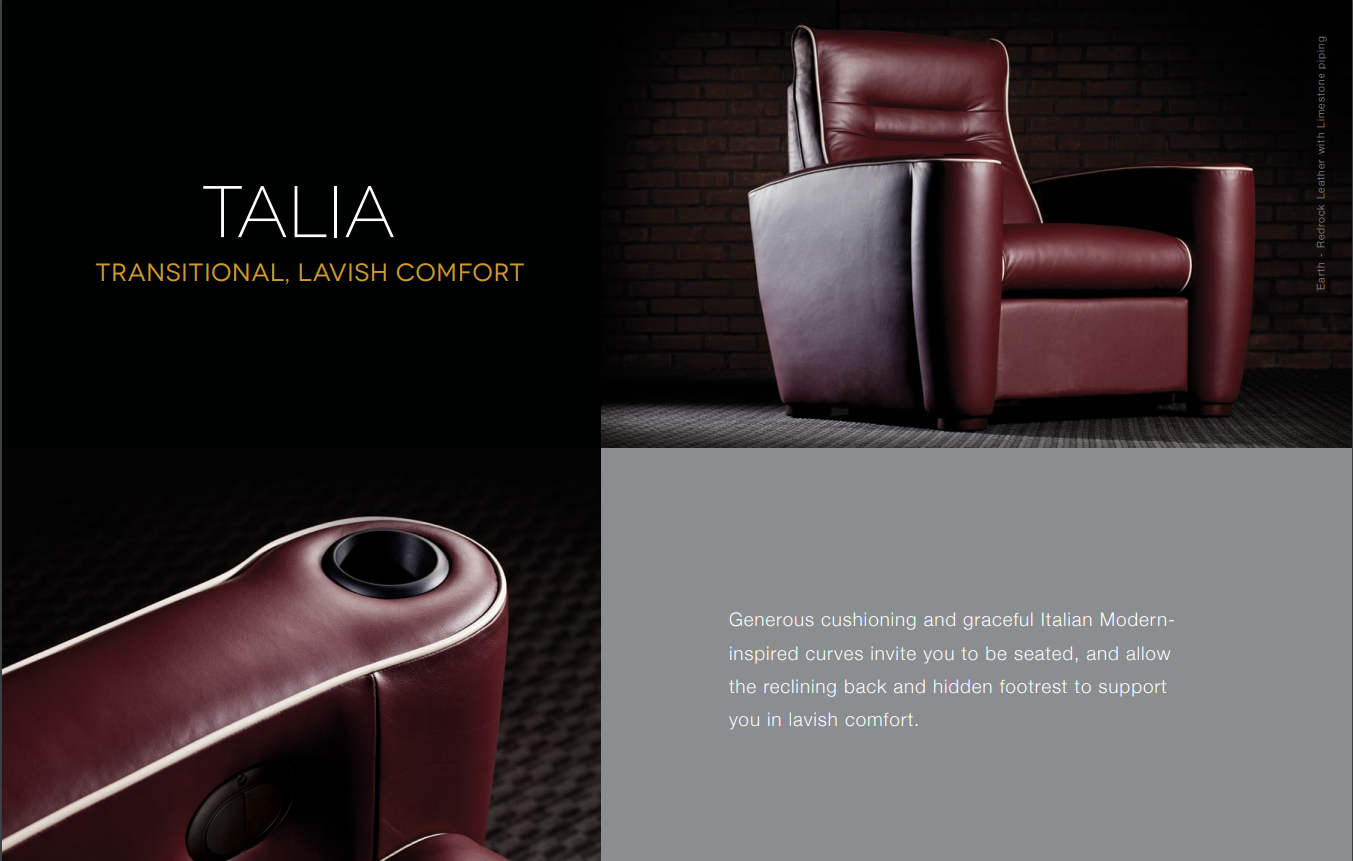 Salamander Designs - Talia Entertainment Seating-Home Movie Decor with Home Theater Mart - Located in Chicago, IL