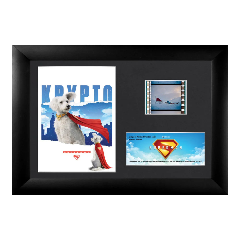 Superman (2025) Krypto Minicell FilmCells™ Framed Desktop Presentation-Home Movie Decor with Home Theater Mart - Located in Chicago, IL