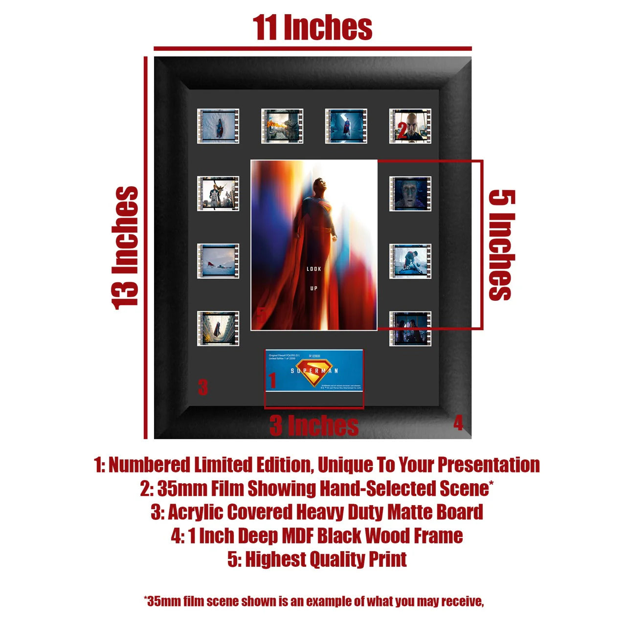Superman (2025) (Look Up) Mini Montage Framed FilmCells™ Presentation-Home Movie Decor with Home Theater Mart - Located in Chicago, IL
