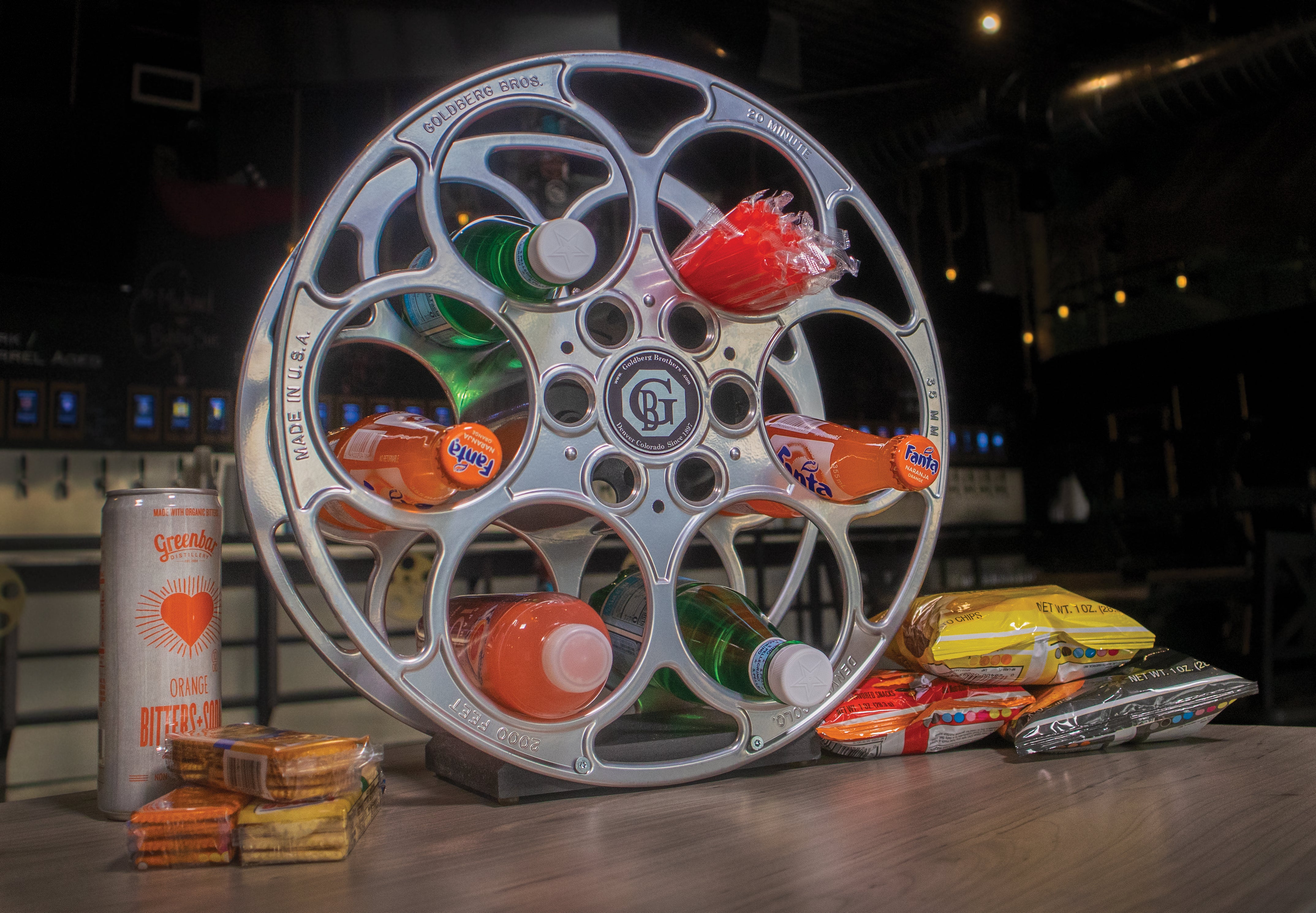 Film Reel Wine Rack, Home Theater Mart