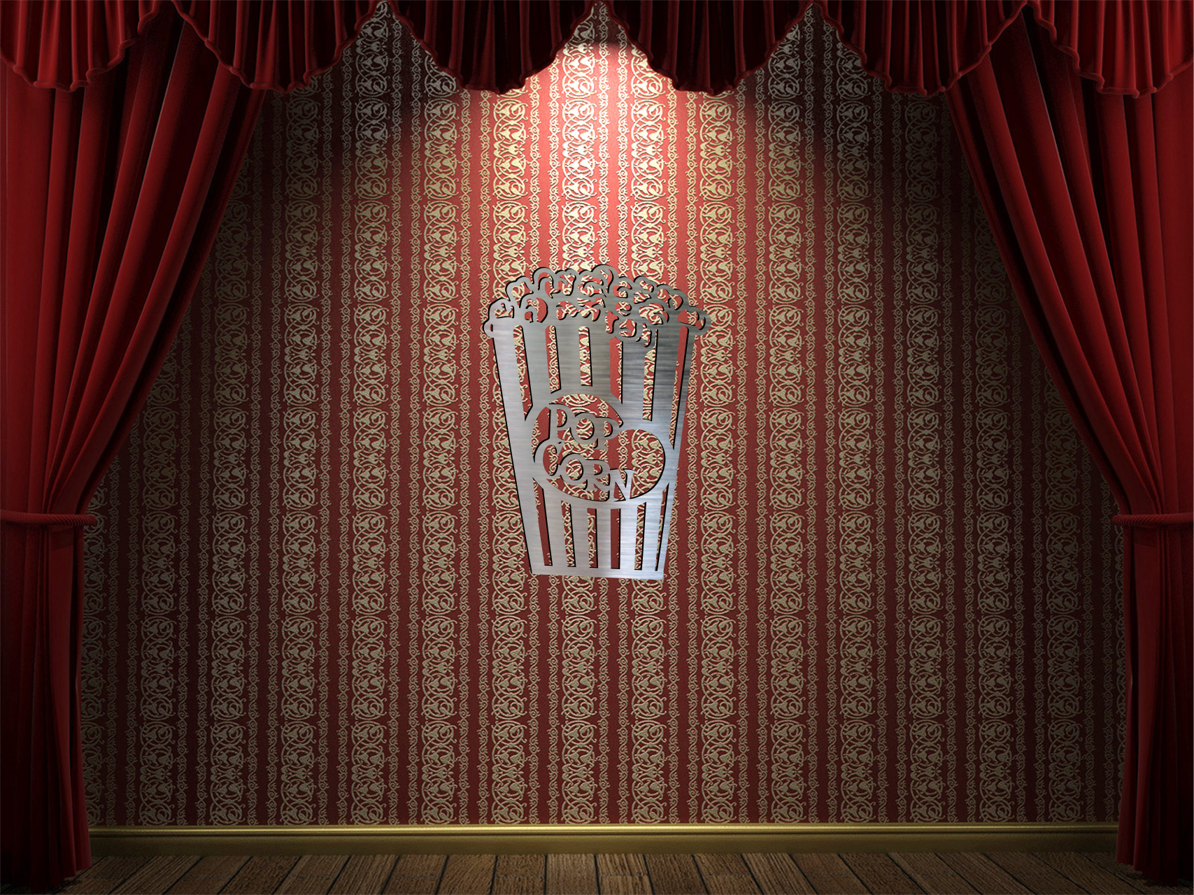 Movie Popcorn Metal Wall Decor-Home Movie Decor with Home Theater Mart - Located in Chicago, IL