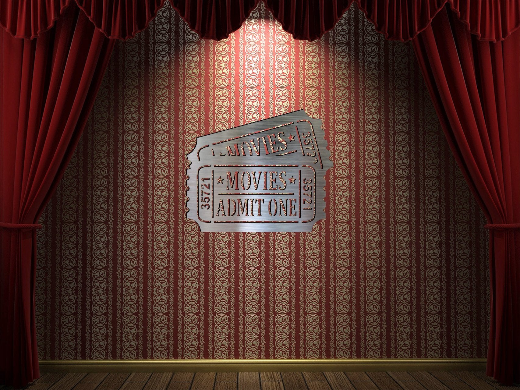 Double Movie Ticket Metal Wall Decor-Wall Decor-Home Movie Decor with Home Theater Mart - Located in Chicago, IL